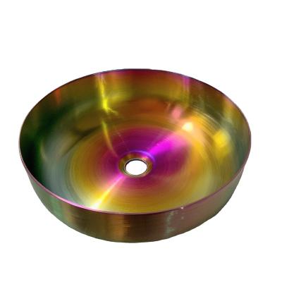 China Modern Professional Workmanship Color Art Stainless Steel Countertop Wash Basin for sale