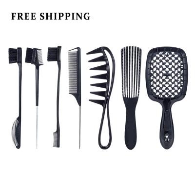 China Free Shipping Wholesale Free Shipping Hair Salon Women Hair Tools Design Rat Tail Hair Edge Brush Curly Hair Brush Detangling Set Brush for sale