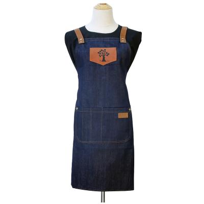 China Beauty Hair Salon Denim Apron Barber Cloth Skirt Workwear Hairdresser Dyeing Apron for sale