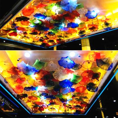 China Wholesale Hotel Decorative Handmade Ceiling Decoration Murano Glass Plates Art Chandeliers Swollen Ceiling for sale