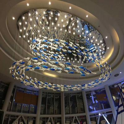 China Art Decor Diy Modern Hand Blown Murano Fish Ceiling Light Art Deco Glass Chandelier for sale