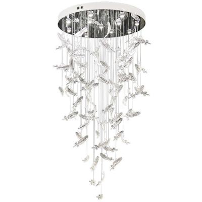 China Art Decor Ceiling Mounting Feather Ceiling Light Handmade Elegant Glass Chandelier for sale