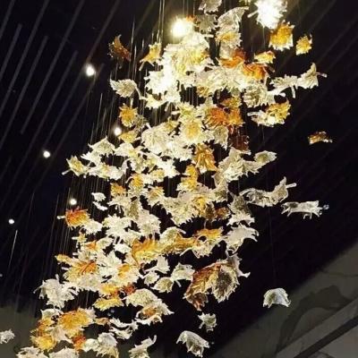 China Europe Home Ceiling Decor Art Handmade Craft Hanging Glass Maple Leaf for sale