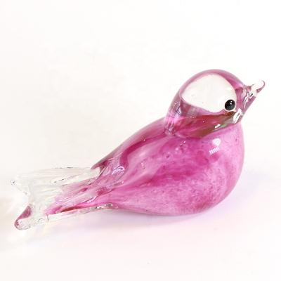 China Europe Gift Giving Pink Handmade Blown Murano Bird Glass Ornaments for sale