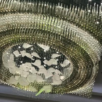 China Large Hotel Lobby Ceiling Decor Glass Art Flower Contemporary Chandelier for sale