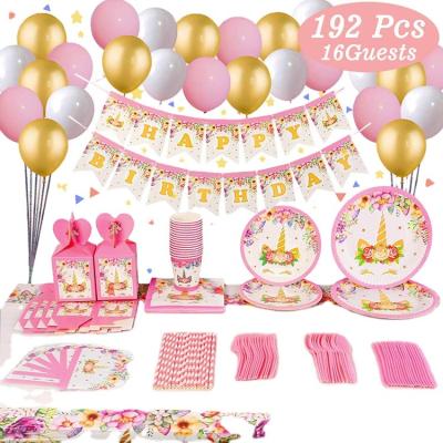 China DJTSN 192 Pcs Kids Birthday Party Disposable Eco-Friendly Decorations Set Party Supplies for sale