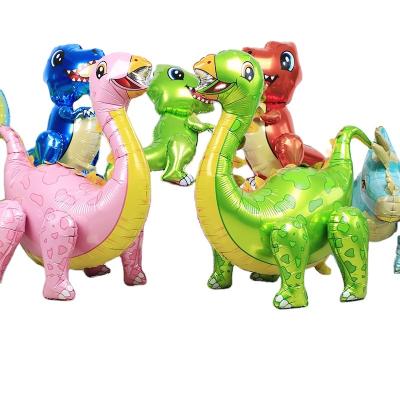 China Advertising Toy DJTSN 3D Stand Dinosaur Foil Balloon Dinosaur Zoo Animal Animals Party Decorations Kids Toys for sale