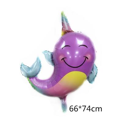 China Gift Toy New Arrival Sea Animal Series Purple Whale Foil Balloons For Ocean Theme Party Ornament for sale