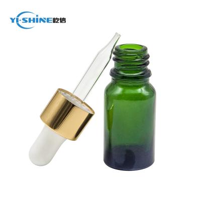 China Essential Oil 10ml 15ml 30ml 50ml Green Essential Oil Bottle With Aluminum Dropper for sale