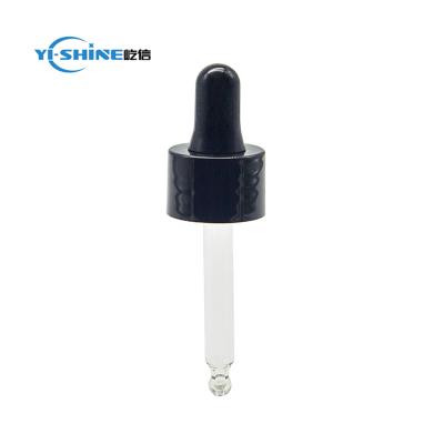 China Non Spill Black Glass Dropper Pipette Plastic Dropper Tip 18 410 Cap for sale