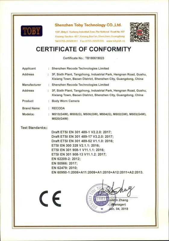 CE - Shenzhen Recoda Technologies Limited