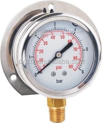 China 63 mm 2.5 inch silicone oil pressure gauge with flange rear panel mounted 1.5