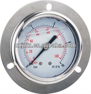 China 63mm Glycerin Filled 2.5 Pressure Gauge With Stainless Steel Front Flange Oil Filled Pressure Gauge 1.5