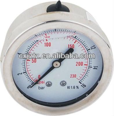 China 63mm2.5” Glycerin Filled Back Pressure Gauge Axial Brass Pressure Gauge Bayonet Ring Steering Connection 2.5” (63mm) for sale