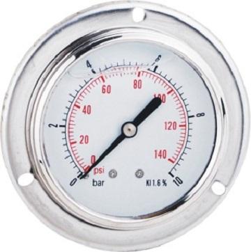 China 63mm (40mm) flange type oil filled pressure gauge YN63ZQ2 1.5