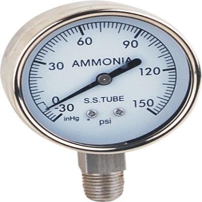 China 63mm Ammonia Pressure Gauge 72.5 Stainless Steel Case for sale