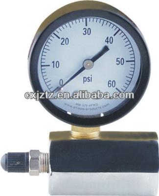 China 50mm gas pressure gauge hex body type with air valve for pipeline 2.0