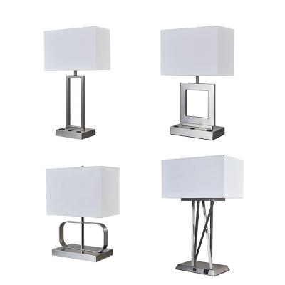 China Lighting Functions Cul Approved Modern Design Bedroom Usb And Two Square Power Outlets Hotel Table Lamps for sale