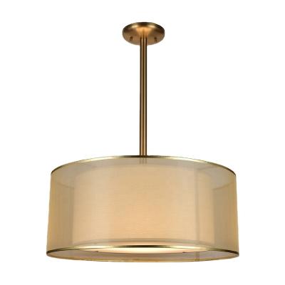 China Durable Modern Luxury Round Golden Led Ceiling Light For Hotel Decorative Ceiling Lamp With Fabric Shade for sale