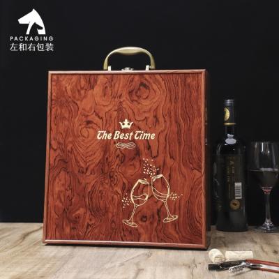 China Customized Wholesale Luxury Recyclable Wooden Beverage Whiskey Packaging Gift Box Wine Box for sale