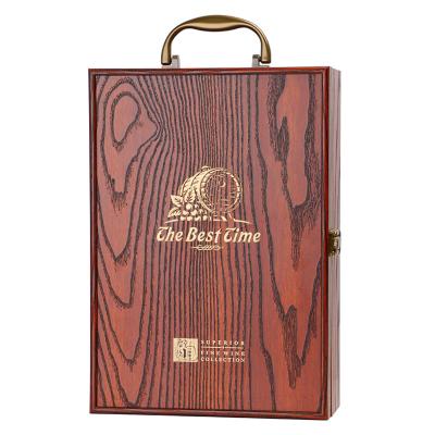 China Recyclable Luxury Wooden Wine Gift Packaging Box Wholesale Wood Crate Wooden Bottle Wine Wine Box for sale