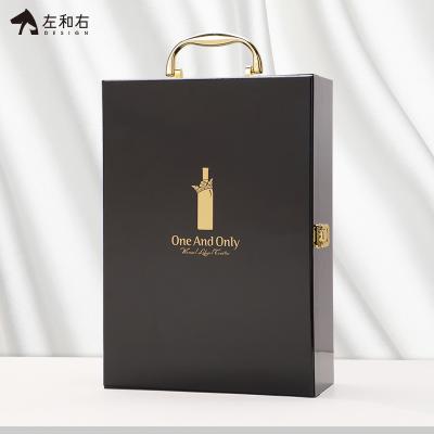 China Recyclable Luxury Wood Finish 2 Bottles Wine Box Wooden Crate Wine Packaging Gift Wine Wooden Gift Box for sale