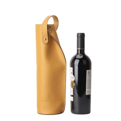 China Custom Logo Single Bottle Folding Gift Box PU Leather Wine Bag Low MOQ Creative Gift Design for sale