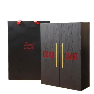 China High Quality Handmade Customized Luxury Packaging Gift Cardboard Wine Bottle Box Embossed Paper Box for sale