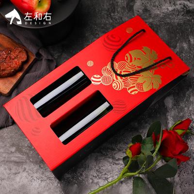 China 2 Bottles Recyclable Custom Cheap Corrugated Paper Foldable Paper Box Wine Gift Bag Wine Gift Bag Wine Packaging Box for sale