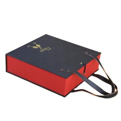 China Wholesale Beverage Paperboard Leather Champagne Whiskey 2 Bottles Red Wine Paper Gift Box Wine Box for sale