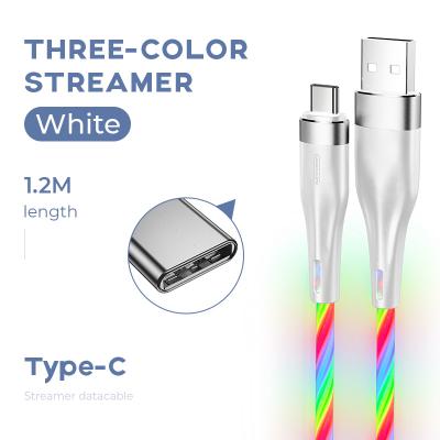 China Multi Function Data Transfer Cable JOYROOM 2.4A Flow Led Data Cable Charging Line For iPhone , Type-C USB Cable Fast Charging Cable for sale