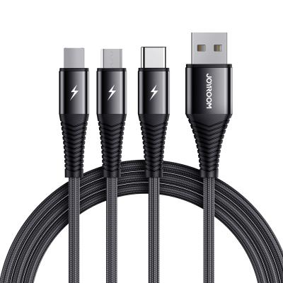 China Multi Function Data Transfer Cable JOYROOM S-1230G4 Charging Type Micro USB Nylon Cable 3 C In 1 USB Cable for sale