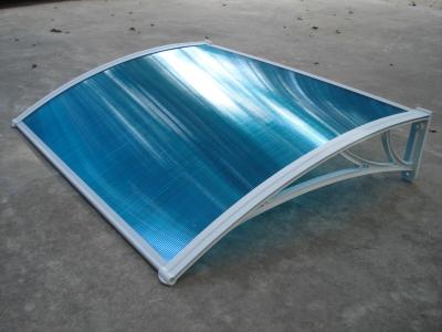 China Plastic Canopy Polycarbonate Window Awning With Blue PC Sheet Sail Finishing Awning Bracket for sale