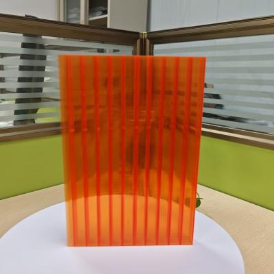 China 16mm Orange Polycarbonate Hollow Sheet High Strength Lightweight Thermal Insulation for Customizable Lengths and More for sale