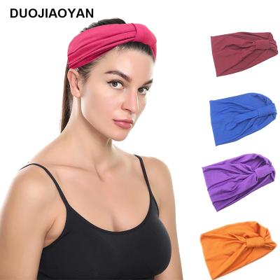 China Elastic Fashion New Amazon Color Tied Button Headband Four Seasons Yoga Wide Milk Silk Wide Hair Accessories for sale