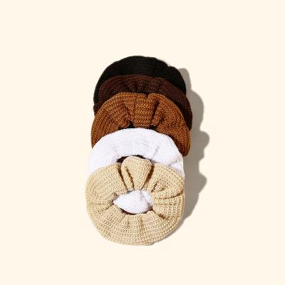 China European and American factory sale style pure color knitted wool hair tie rope for women girls hair scrunchies for sale