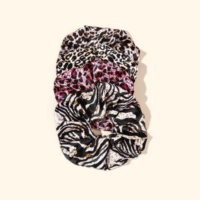 China European and American leopard print new style hair tie rope velvet zebra print hair scrunchies oversized for sale