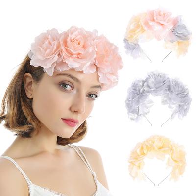 China NEW Popular Custom Fancy Artificial Flower Headband Floral Wedding Headdress Women Girls Headpiece Floral Wedding Hair Accessories for sale