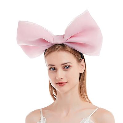 China New Fashion Fashion Wire Bow Fairy Party Bowknot Headdress Decor Bridal Net Oversized Girls Headband for sale