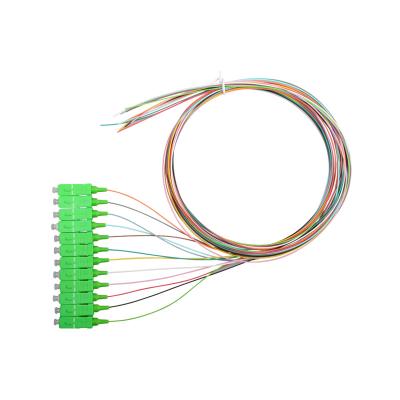 China FTTH Project 12 Pcs Per Bag 900 Micron Buffer Fiber Optic SM 1m SC APC Tight Pigtails for sale