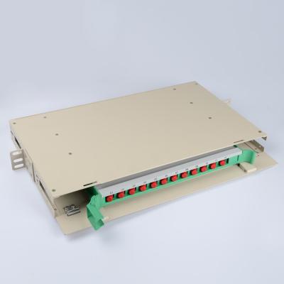 China FTTH Network FTTB FTTX 19 Inch Cabinet LC SC FC ODF 1 U 12 Core Optical Fiber Distribution Frame for sale