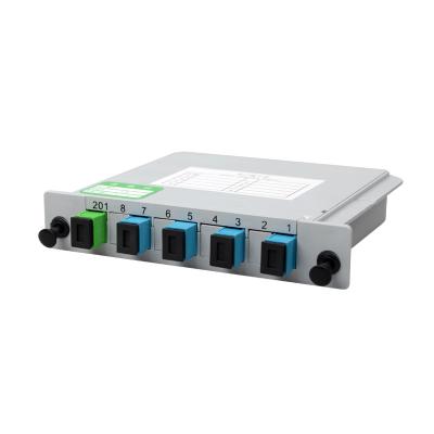 China Ftth Distribution Box Telecom Level 1x4 Insert Box Type PLC Splitter Optical Splitter 4 Way PLC Splitter for sale