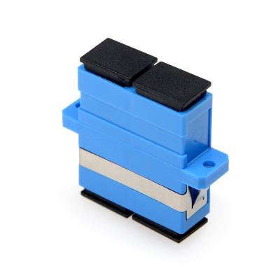 China Double Core ABS 2 SC PC UPC Left Duplex Single Mode Blue Fiber Optic Adapter for sale