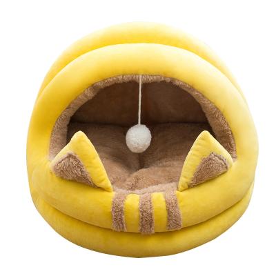 China 2020 New Product Unique Premium Soft Plush Lovely Soft Winter Small Warm Heating Dog And Cat Bed Kennel for sale