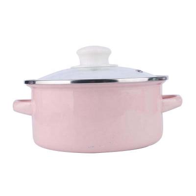 China Various Color Enamel Sustainable Pot 0.7mm Enamel Cast Iron Pot With High Quality For Kitchen for sale