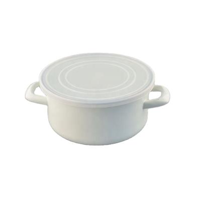 China Europe Pot Sustainable White Upright Enamel Pots With Plastic Cover for sale