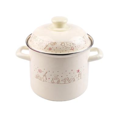 China Large Sustainable Quality Guaranteed Cooking Pots Customized Color Enamel Soup Pot With Glass Cover for sale