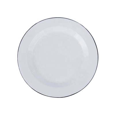 China Cheap Viable Dinner Plate Enamel Dinner Plates White Color Customizable Pattern Western Dinnerware Sets for sale