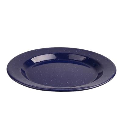 China Customized Viable By Manufacturer Camping Enamel Dish Sets Enamel Plates Navy Blue Dinner Dishes Wholesale for sale