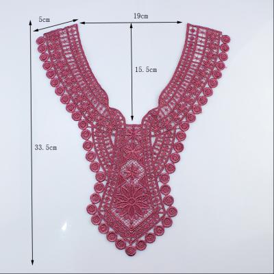 China Viable High Quality Collar Lace Embroidery Flower Shape White 100% Polyester Guipure Neck Collar Lace For Garment for sale